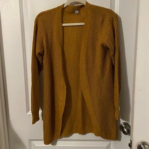 Gold mustard open front sweater